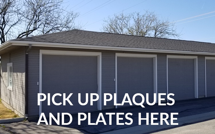Plaque and Plate Garage Pick-Up